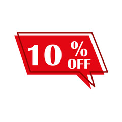 message 10 percent off. Discount promotion. Sale label. Vector illustration.