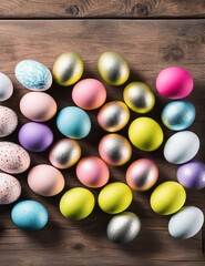 easter eggs in a nest on a white background.
