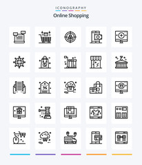 Creative Online Shopping 25 OutLine icon pack  Such As glass. computer. target. smartphone. shop