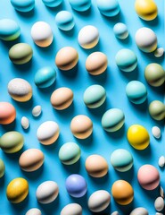 blue easter eggs on blue background