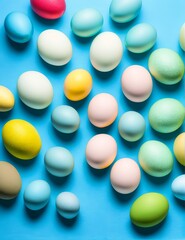 blue easter eggs on blue background