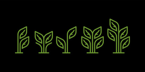 leaf outline stroke logo design vector illustration