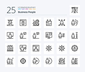 Business People 25 Line icon pack including people. business. man. teamwork. production