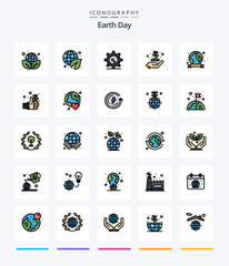 Creative Earth Day 25 Line FIlled icon pack  Such As safe. earth. ecology. environment. earth day