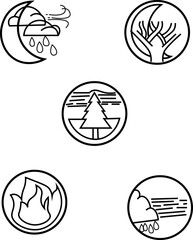 Hand drawn illustration of Nature symbols.