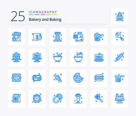 Baking 25 Blue Color icon pack including meat mixer. meat chopper. baking. food mincer. scale