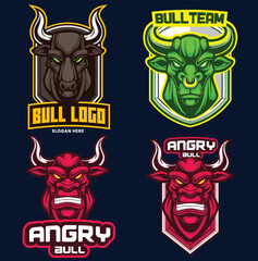 set collection of bull logo design for esport and sport team