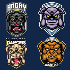 set collection of bulldog logo design for esport and sport team