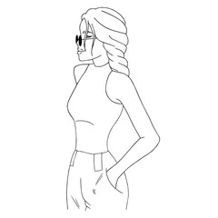 sketch of a girl in vector graphics