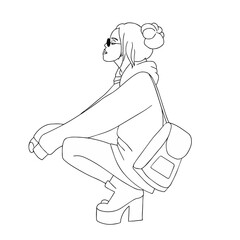 sketch of a girl in vector graphics
