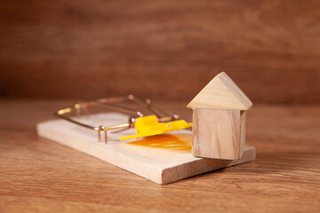 A toy house in a mousetrap
