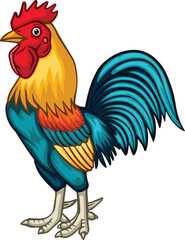 Cartoon rooster on white background