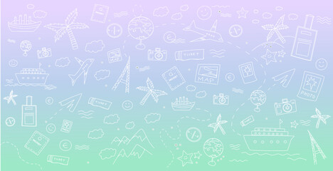 Travel theme gradient background vector illustration.