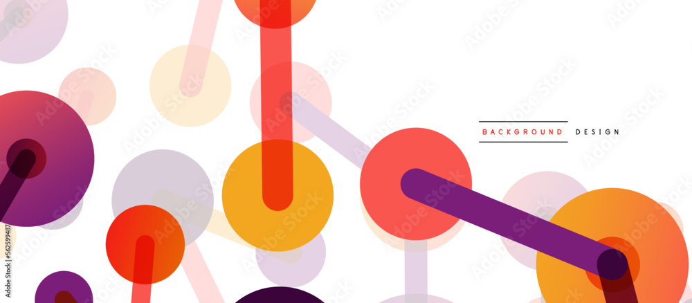 Poster Line points connections geometric abstract background. Circles connected by lines. Trendy techno business template for wallpaper, banner, background or landing