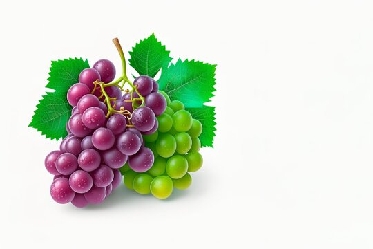 Fresh fruits. grape with leaves isolated on white. With clipping path. Full depth of field. Grapes. generative ai