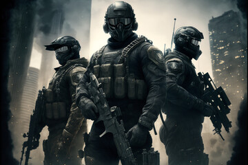 Fototapeta premium elite special forces until, undercover, full military, Generative AI 