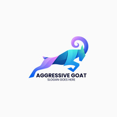 Vector Logo Illustration Goat Gradient Colorful Style.