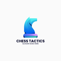Vector Logo Illustration Chess Tactics Gradient Colorful Style.