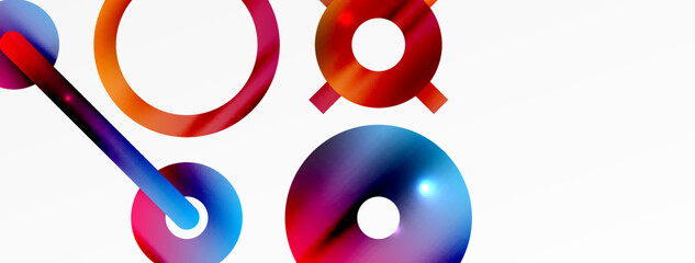 Minimal geometric abstract background. Circle, line and round shapes design. Trendy techno business template for wallpaper, banner, background or landing