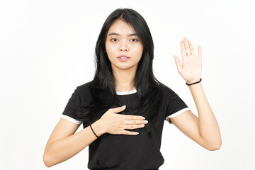 Swearing Gesture, Make an Oath Of Beautiful Asian Woman Isolated On White Background