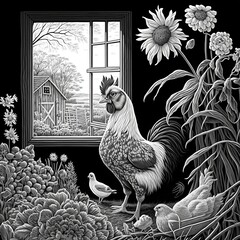 Rooster, Hen, and Chick, AI, Generative, Generative AI