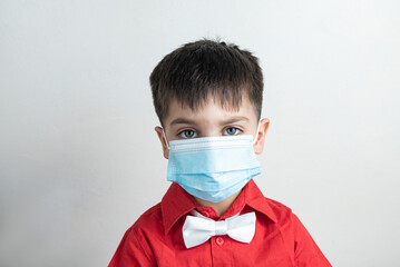 Cute boy with classic clothes - With surgical mask