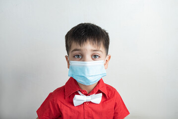 Cute boy with classic clothes - With surgical mask