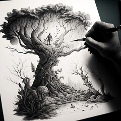 Graphic Novel Cover, Tree of Life, Generative AI. Generative, AI