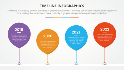 timeline infographic concept with balloon shape timeline description for slide presentation with 4 point list