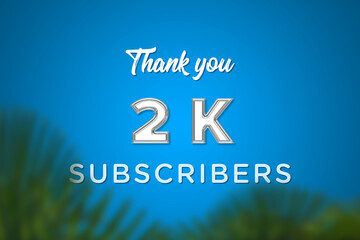 2 K subscribers celebration greeting banner with Glass Design