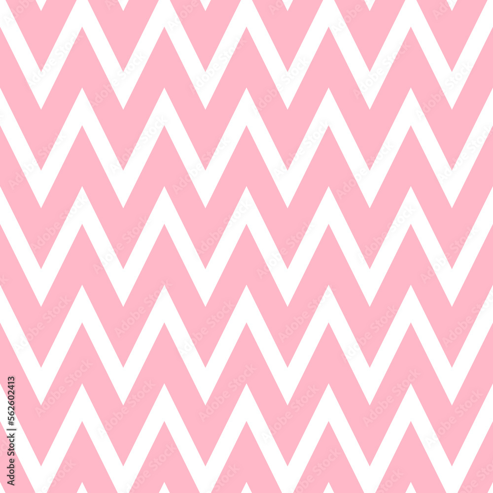 Poster Pink zigzag seamless pattern. Chevron fabric texture. Abstract zig zag background. Repeating wallpaper.