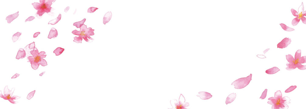 水彩画。水彩タッチの桜背景。春の桜ベクターイラスト。桜の花びらの和風背景。
Watercolor painting. Cherry blossom background with watercolor touch. Spring cherry blossom vector illustration. Japanese style frame background of cherry blossom
