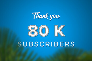 80 K  subscribers celebration greeting banner with Glass Design