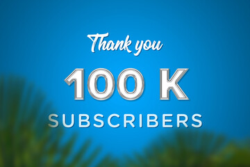 100 K subscribers celebration greeting banner with Glass Design