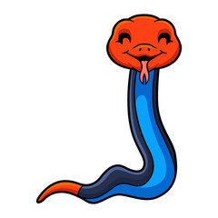 Fototapeta premium Cute red headed krait snake cartoon