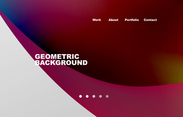 Landing page abstract liquid background. Flowing shapes, round design and circle. Web page for website or mobile app wallpaper