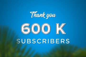 Fototapeta premium 600 K subscribers celebration greeting banner with Glass Design