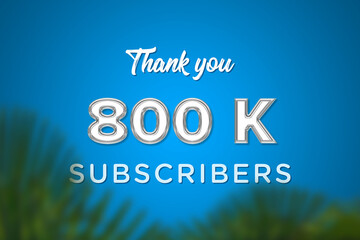 800 K  subscribers celebration greeting banner with Glass Design