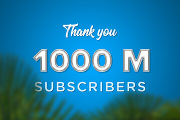 1000 Million subscribers celebration greeting banner with Glass Design