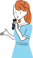 線画カラーイラスト 司会者女性