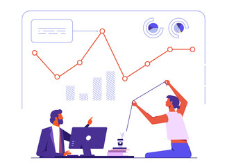 Statistical and Data analysis for business finance investment concept with business people team working on monitor graph dashboard