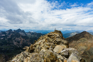 View to the summit of the Sulzkogel in Tyrol, Austria