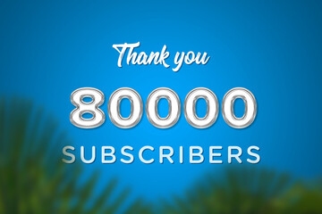 80000 subscribers celebration greeting banner with Glass Design