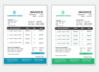 Obraz premium Business Minimal Corporate Invoice design template vector illustration bill form price . Creative template and stationery design payment agreement design template Cash Memo, Vector Quotation Design