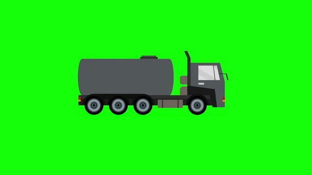 Seamless Loop animation of a moving truck on green screen background