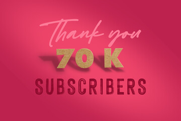 70 K  subscribers celebration greeting banner with  Hard card Cutted Design