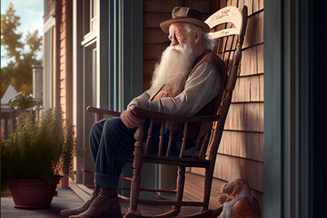 old person sitting on the rocking chair