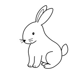Cute outline rabbit. Vector illustration lovely bunny isolated on white. Easter simbol farm animal for coloring page