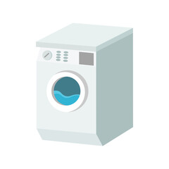 Bright washing machine in flat style. Isolated on white background. Modern vector illustration