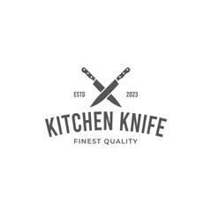 chef knife logo isolated on black and white background